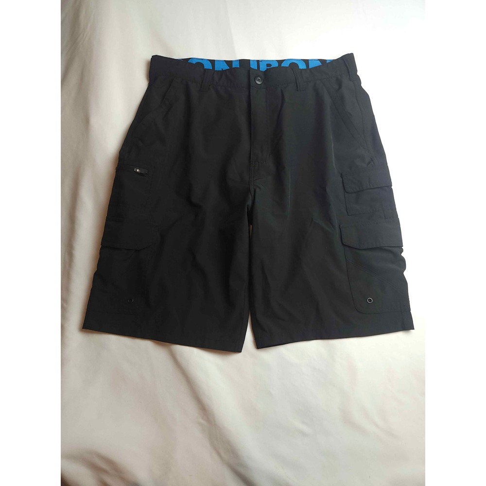 Iron Co Mens Black Stretch Cargo Shorts Size 36 Multi Pocket